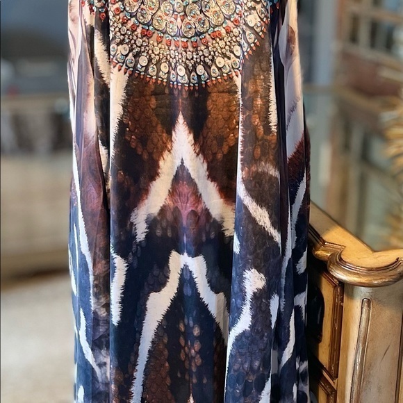 True Colours By La Moda: elegant sequin beaded animal print maxi dress w/pockets - Picture 5 of 14